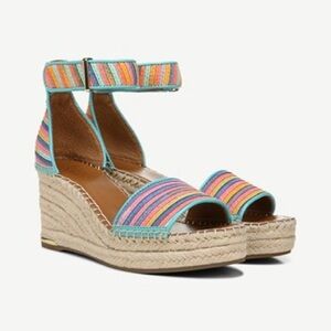 Colorful Striped Espadrille Wedge Sandals